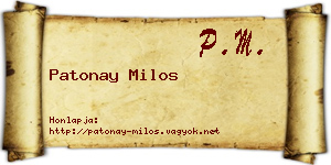 Patonay Milos névjegykártya
